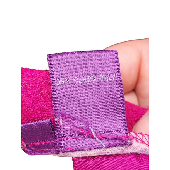 Vintage Dottie R Pink Wool One Button Long Sleeve Pockets Jacket Skirt Suit - Picture 14 of 15